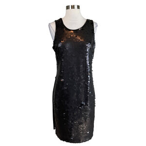 Calvin Klein Sequined Scoop Neck Sleeveless Sheath Cocktail Dress Black Size 8